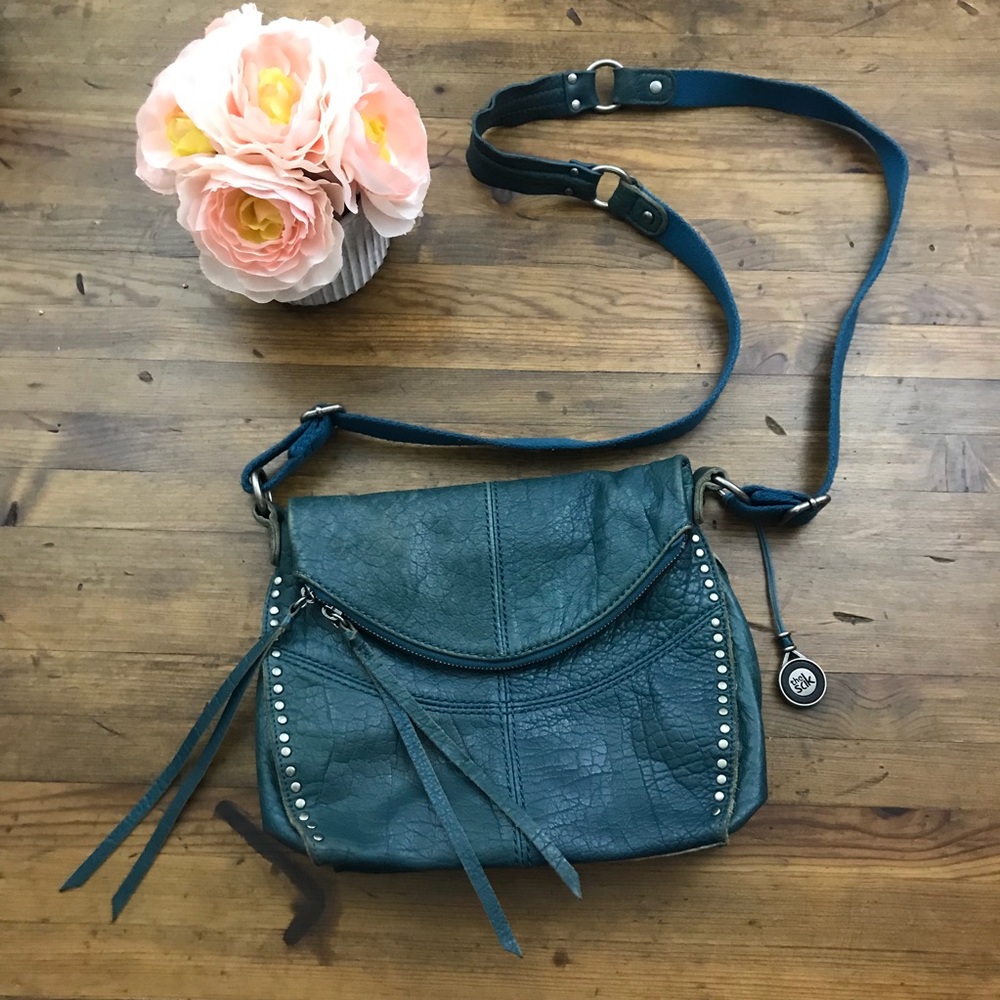 The Sak Teal Leather Crossbody Purse Medium Bag - Picture 1 of 8